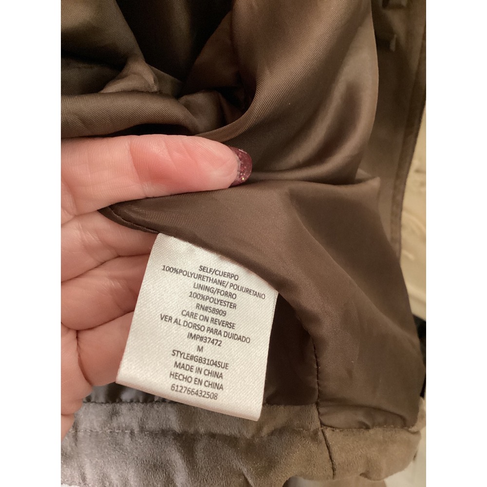 GB Studded Faux Suede Moto Jacket Women M Brown NWT Cropped Biker - Picture 7 of 7